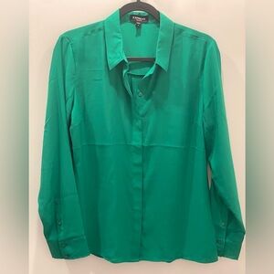 Express • Portofino Button Up Blouse, size M, Green
